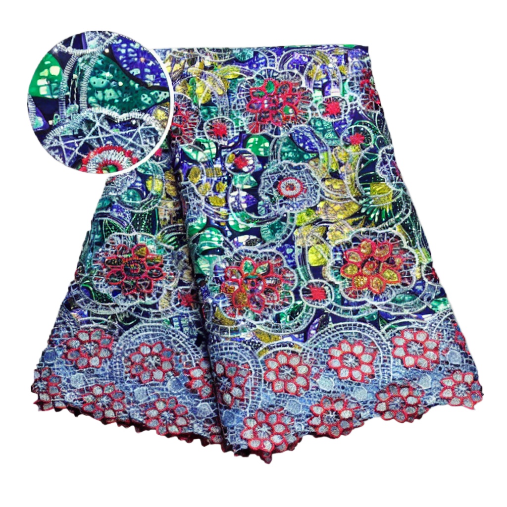 Sewing Batik Fabric - 100% Cotton African Glitter Wax Lace