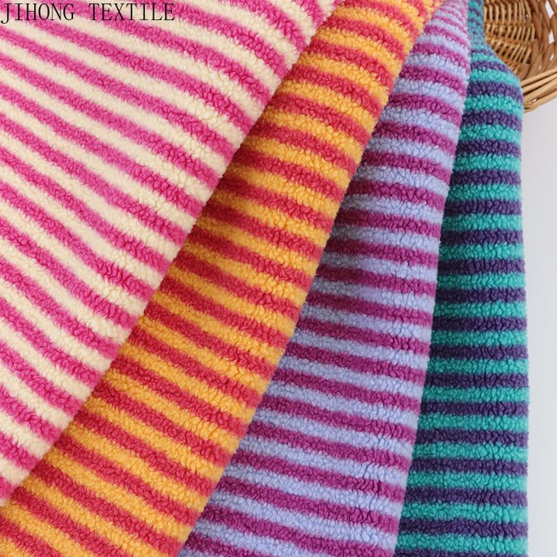 Textile And Sewing Materials - Striped Jacquard Knit Fabric Particle Velvet
