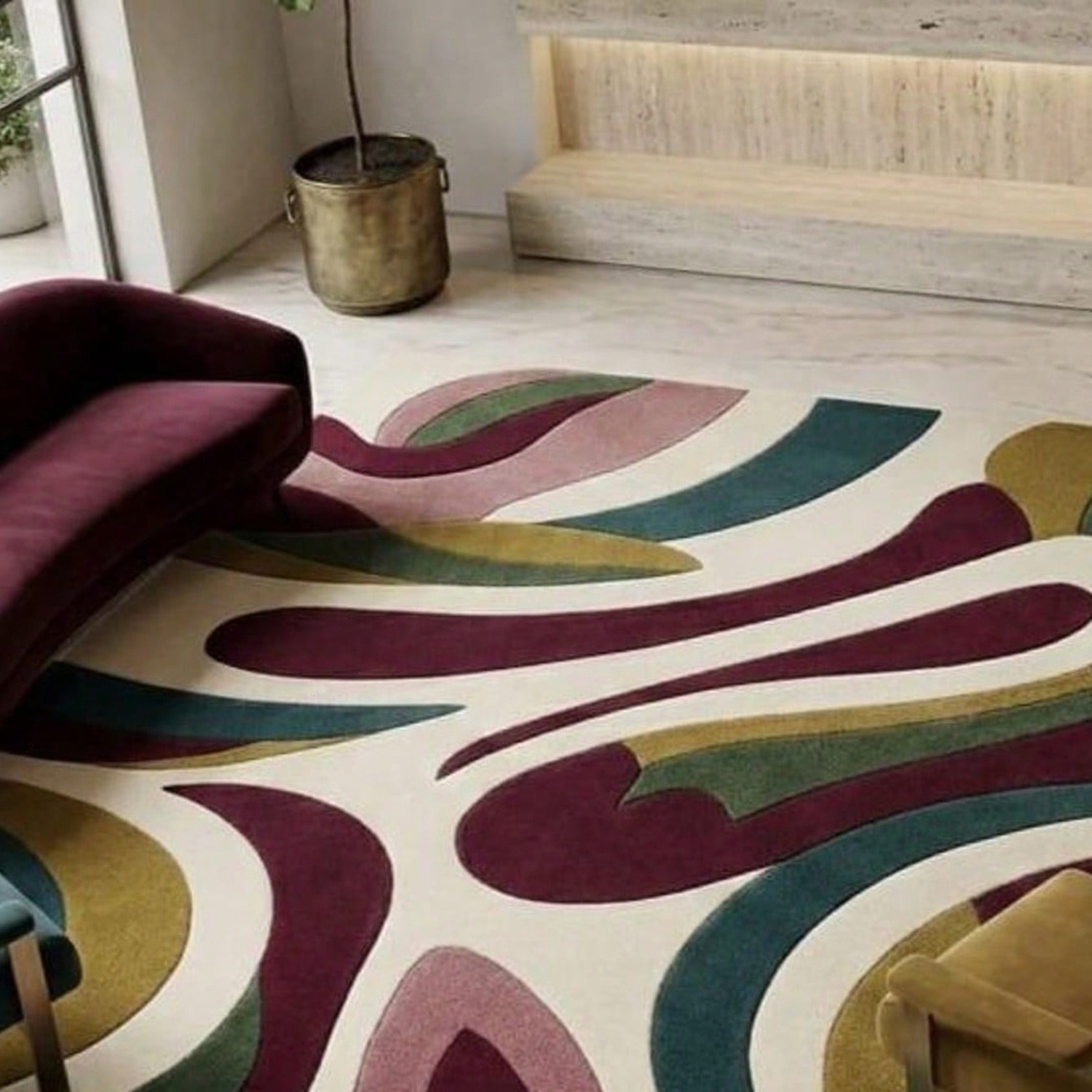 Century Textile & Sewing Supply Photos - Abstract Pattern Carpet, Mid-Century Modern Style