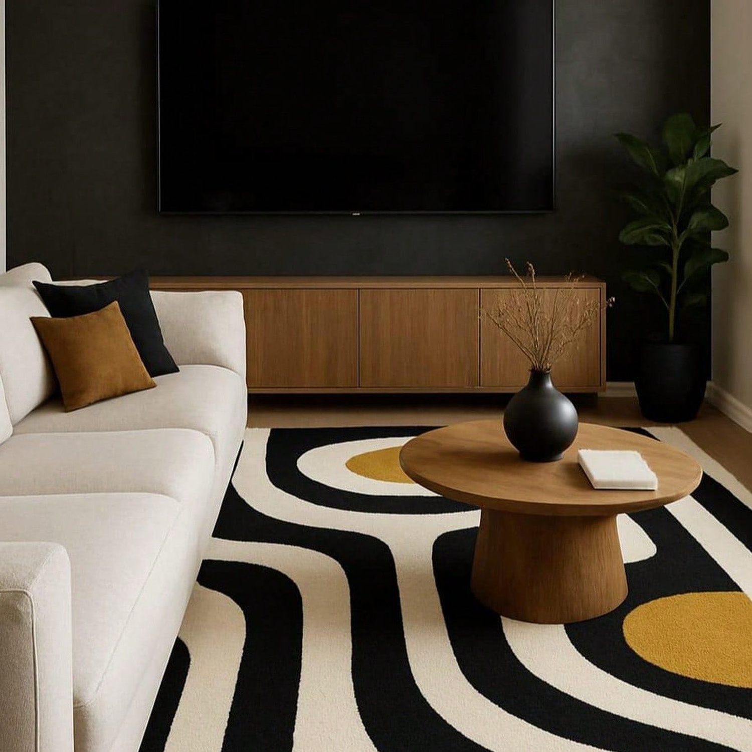 Century Textile & Sewing Supply Photos - Tufted Wool Rug, Geometric Pattern, Mid-Century