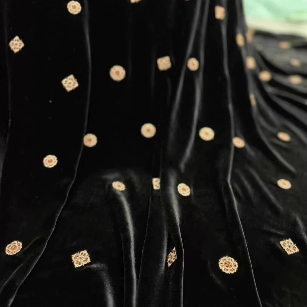 135CM Wide Black Green Embroid - Sewing Velvet Fabric review and price