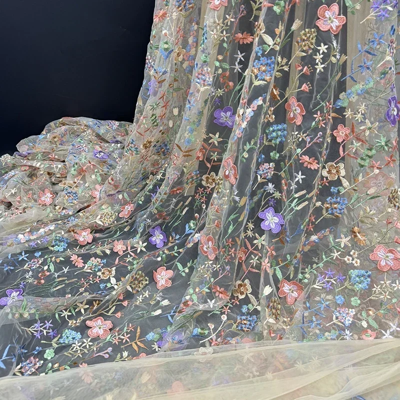 3D Floral Embroidered Tulle Fa - Textile And Sewing Materials review and price