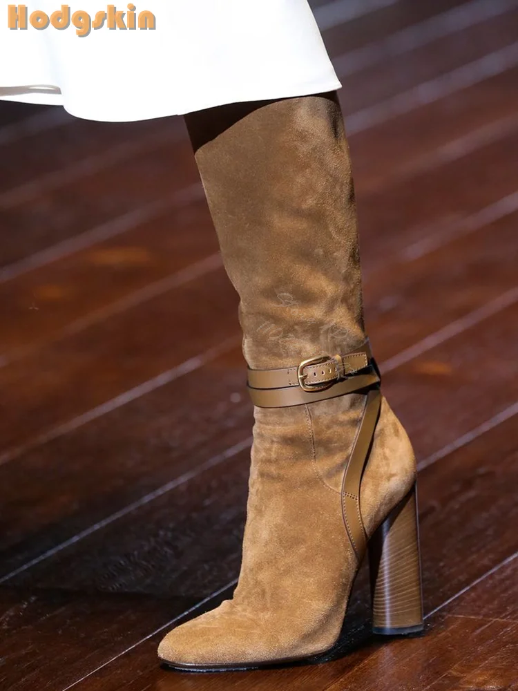 Retro Buckle Straps Boots Sued - Sewing Zipper review and price