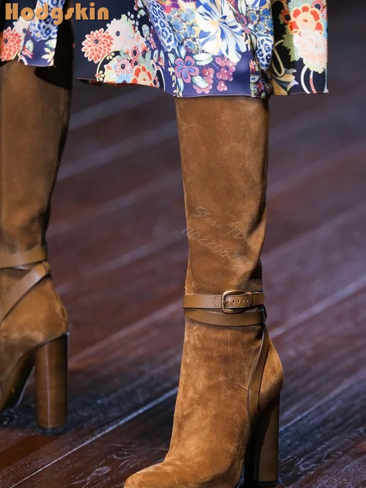 Retro Buckle Straps Boots Sued - Sewing Zipper review and price