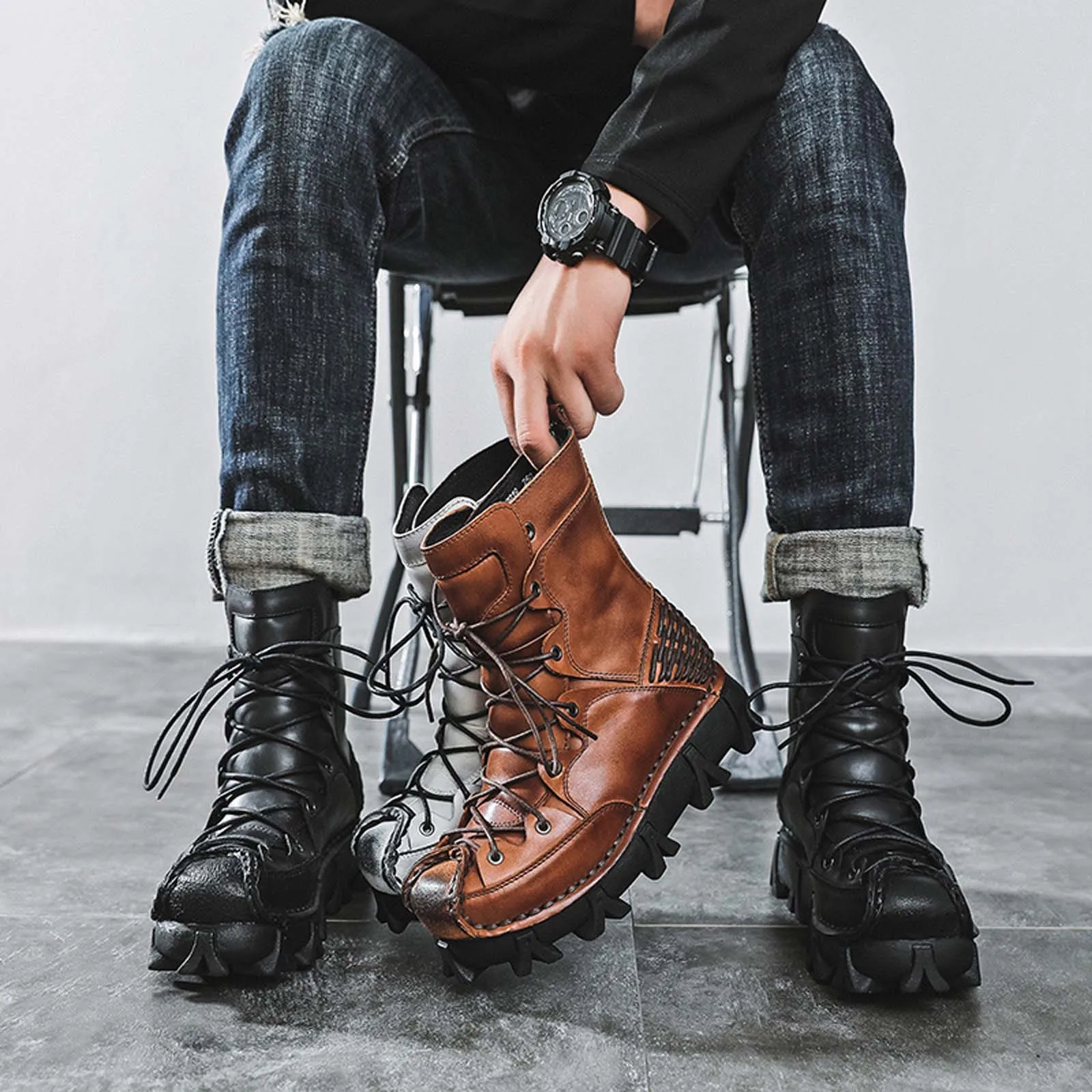 Fashion Genuine Leather Motorc - Sewing Knit review and price