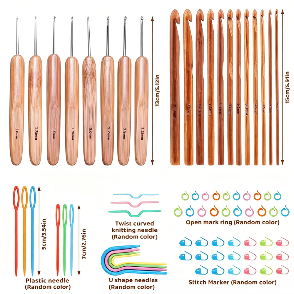 74pcs Bamboo Crochet Hooks Set - Sewing Necessities review and price