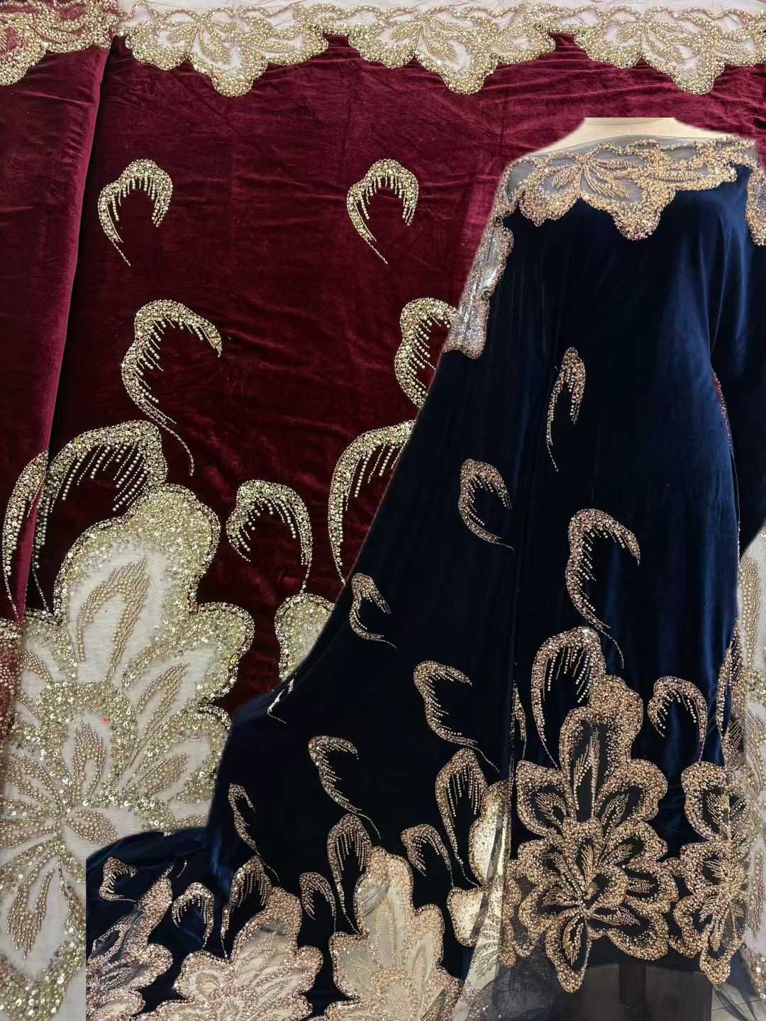 African Velvet Beaded Heavy La - Sewing Velvet Fabric review and price