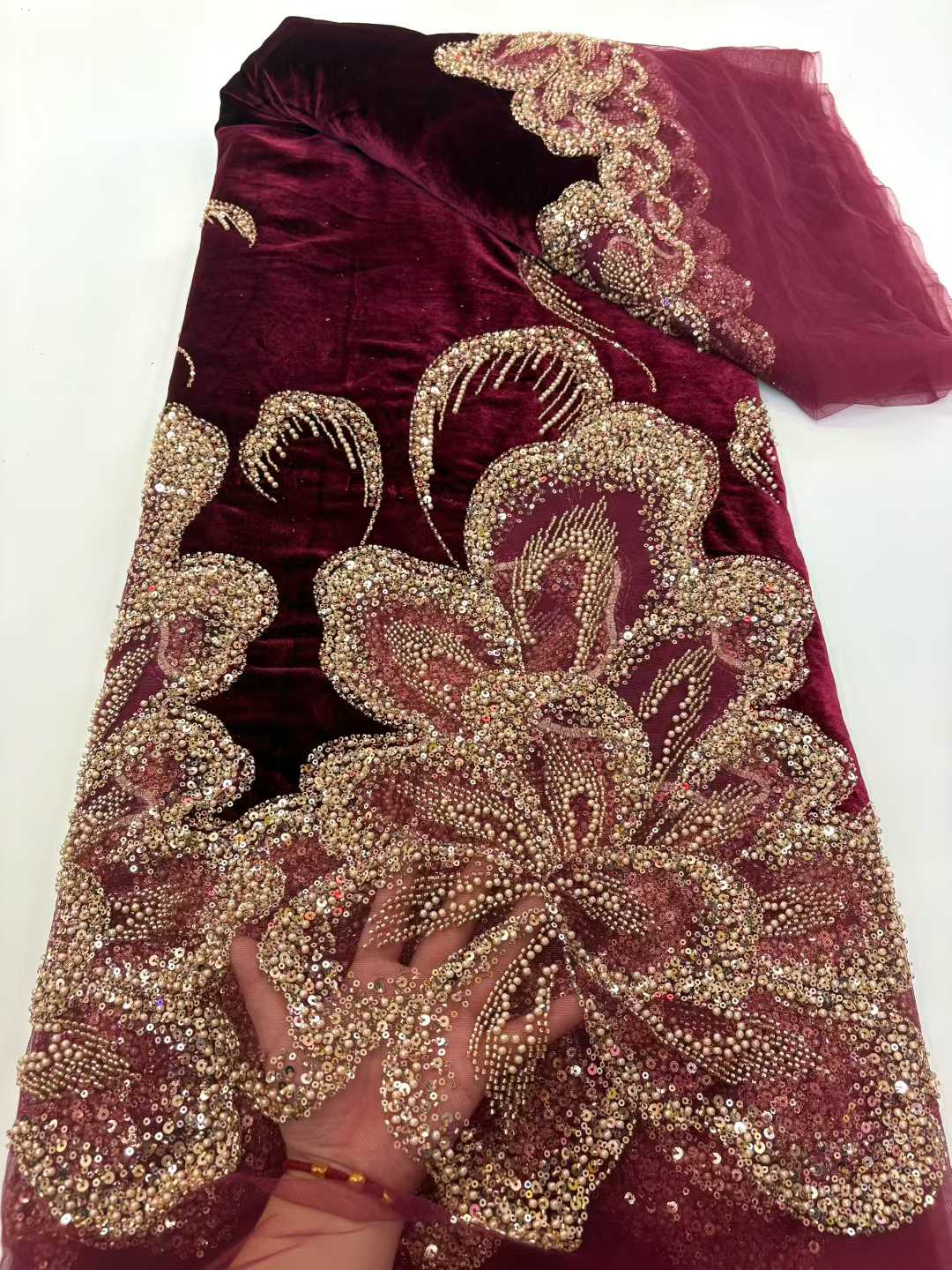African Velvet Beaded Heavy La - Sewing Velvet Fabric review and price