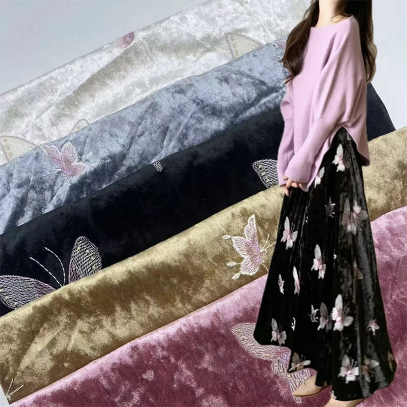 Velvet Colorful Butterfly Embr - Sewing Velvet Fabric review and price