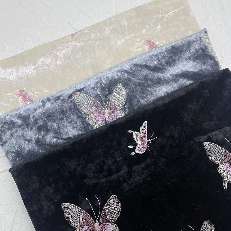 Velvet Colorful Butterfly Embr - Sewing Velvet Fabric review and price